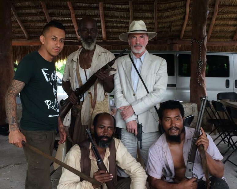 On location in Belize with cast of Tragic Jungle
